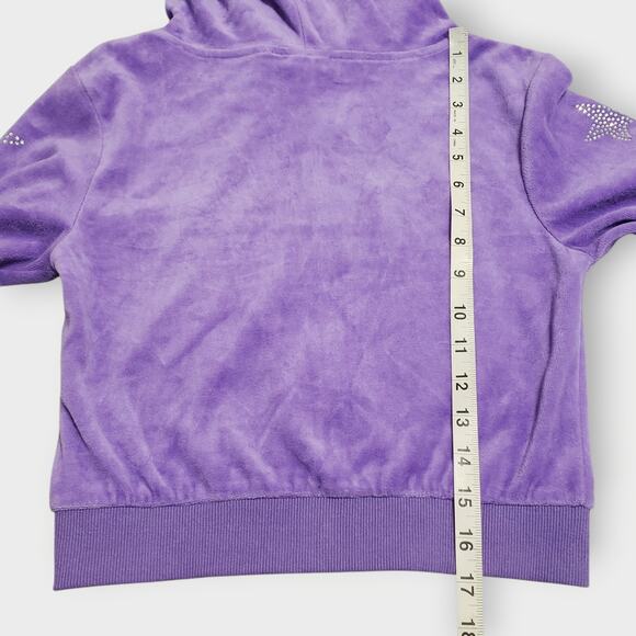 Dolls Kill x Winx Club Purple Velour Rhinestone Crop Baby Hoodie Sz XS Y2K Bling - Picture 10 of 10